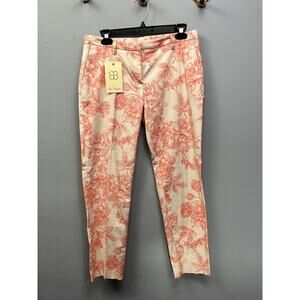 True Royal Pants Women's Size 6 (42) Floral Italian Tapered Leg Cropped NEW